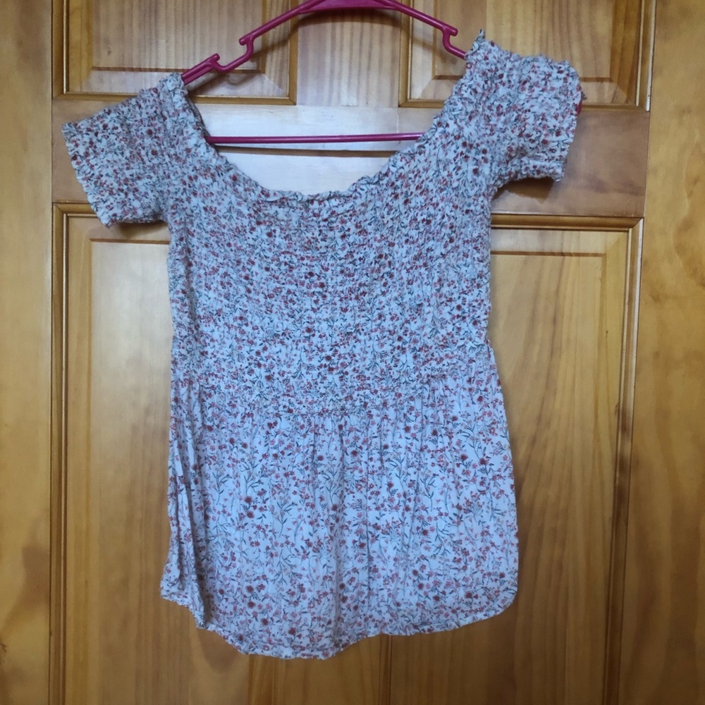 Old navy smocked red floral top